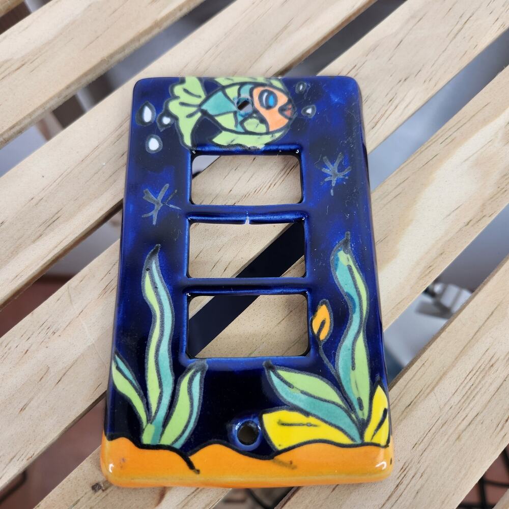 Talavera 3 Light Switch Cover fish Coastal Beach Home Decor